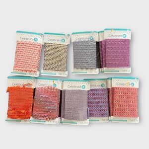 Celebrate It! Craft Ribbon Trim, NWB, 19 Pack Bundle